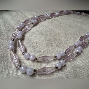 Vintage Lavender Glass Bead Necklace